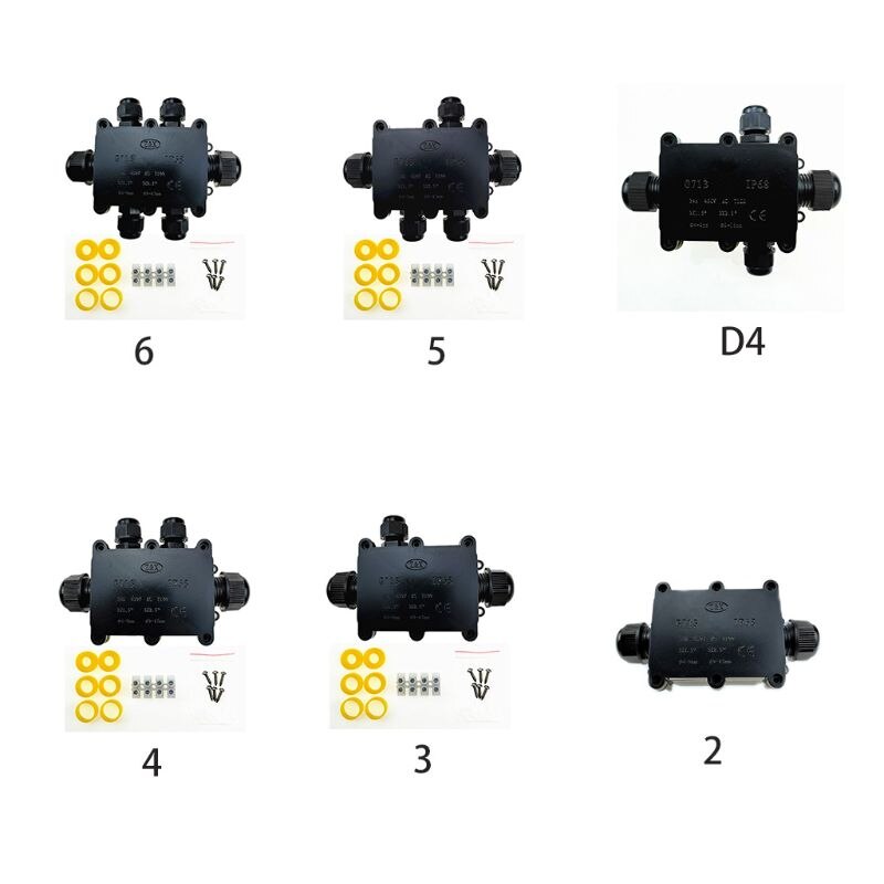 Junction Box IP68 Waterproof UV Sunproof Outdoor Multiple ways Plastic Electrical Junction Box Case Cable Wire Connector Protect