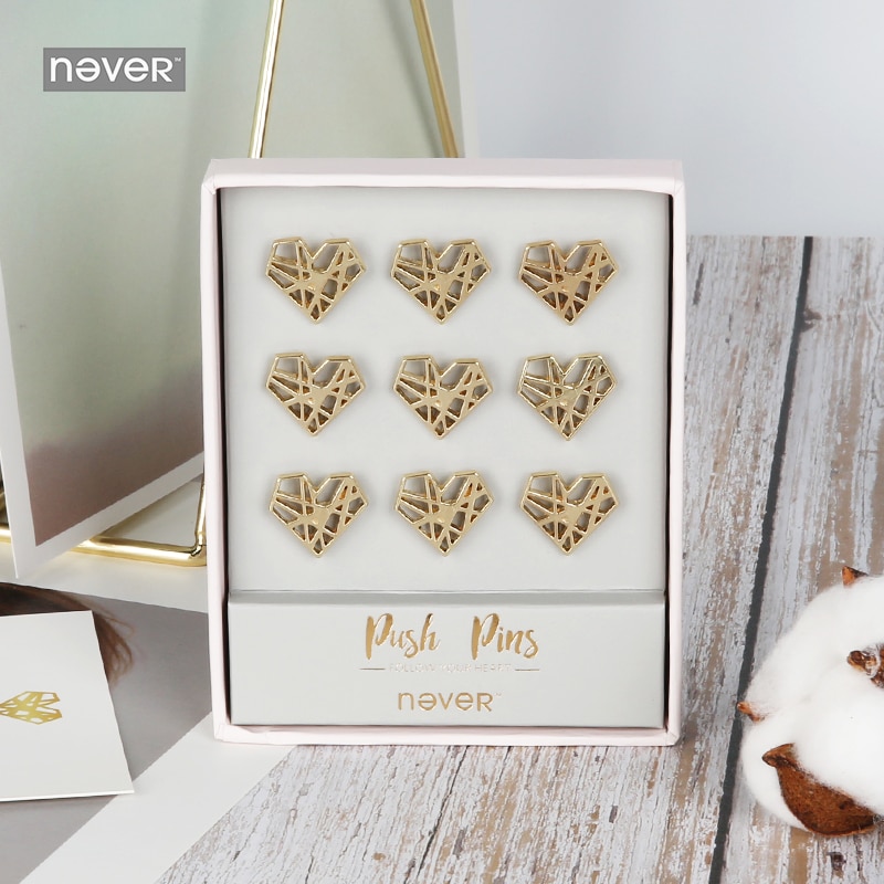 Metal Love heart Pin Board Cork Map Flag Push Pins gold Pin for office