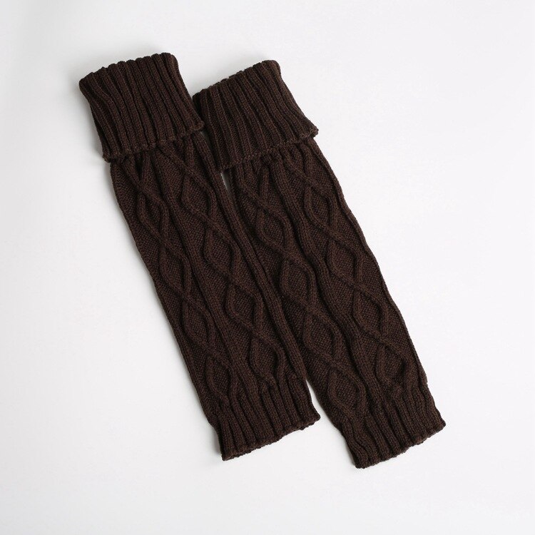 Vinterstrikket ull varme leggings vintage lingge ensfarget termisk varme lange sokker furry benvarmere kvinner: Kaffe