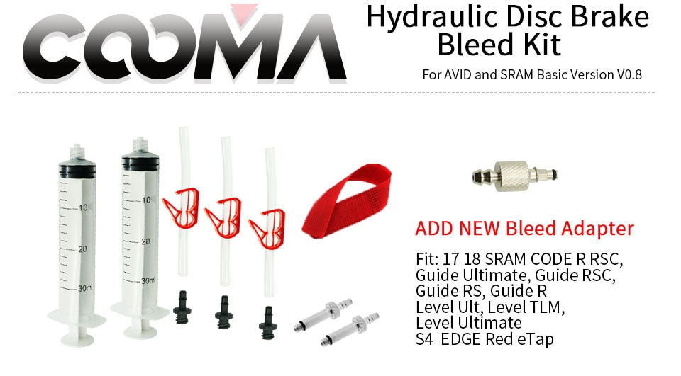 Bicycle Hydraulic Brake Bleed kit for AVID and SRAM S4 EDGE code GUIDE rsc R Level ULT tlm Red eTap, Basic Version, V0.8