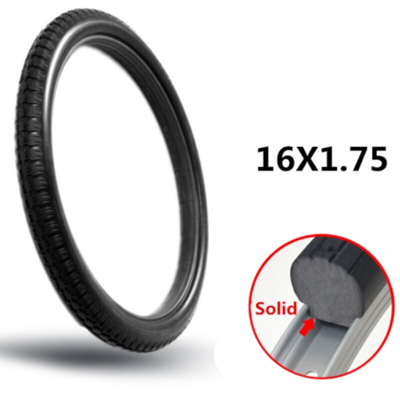 16 Inch 16 x 1.75 Bicycle Solid Tires Bicycle Bike Tires 16 x 1.75 Black Rubber Non-Slip Tires Cycling Tyre
