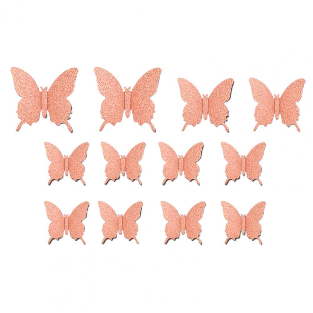 Opvallende 3 Maten Shiny Vlinder Zelfklevende Stickers Bruiloft Decor: Rose Gold