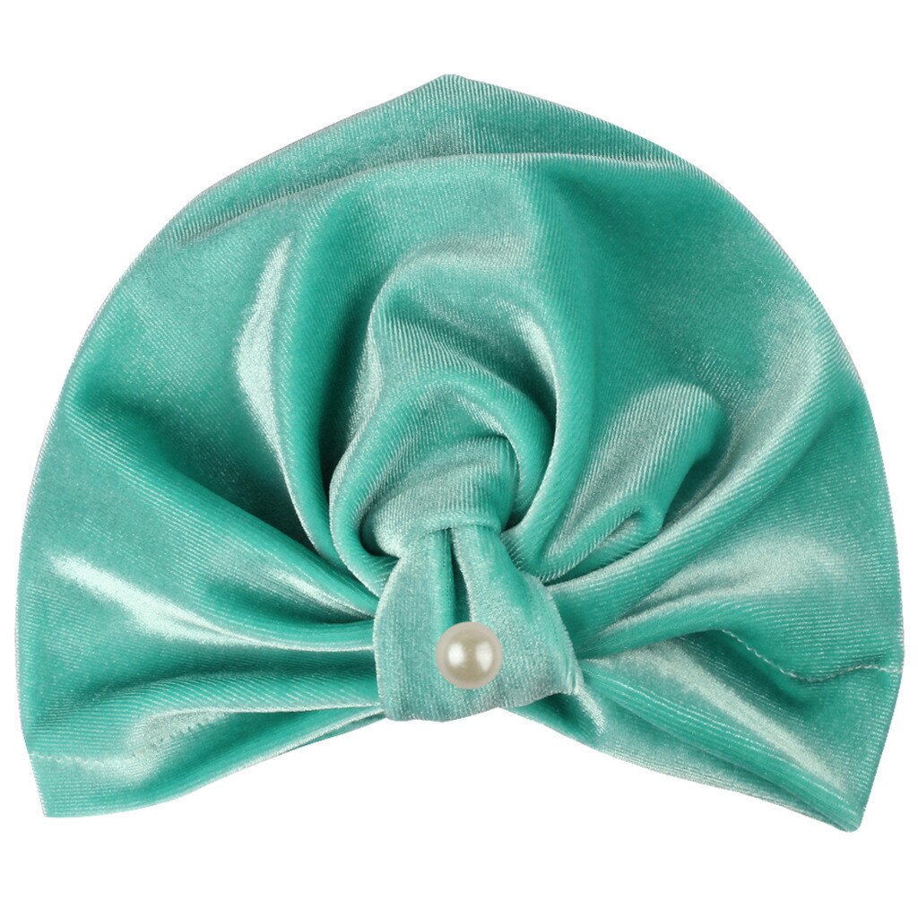 Gorro indio dorado de terciopelo con nudo para niños, Bandanas para niñas y bebés, turbante, diadema con bandas para la cabeza del cabello, accesorios, gorro, Z301