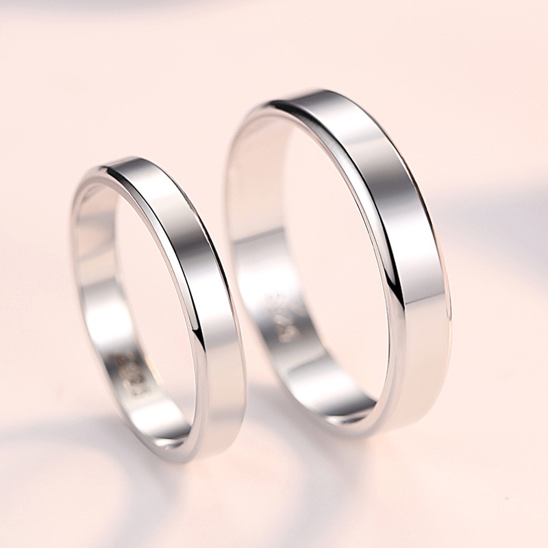 Reine 925 Sterling Silber Paar Ring Einfache Glatte Hochzeit Liebhaber Ring Schmuck Zubehör für Frauen Männer