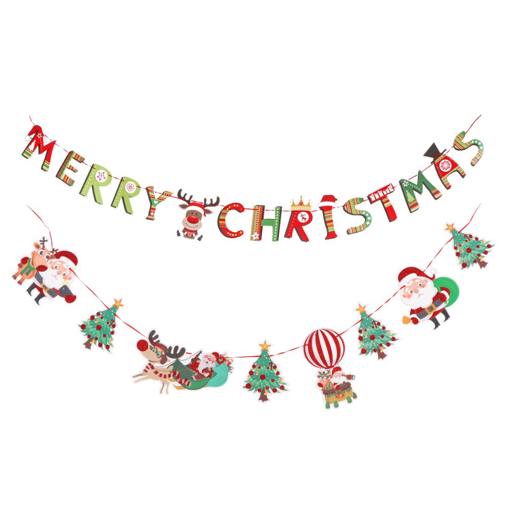 2Pcs Banners Lightweight Cardboard Paper Portable Christmas Banner Haning Garland Party Bunting for Home: Default Title