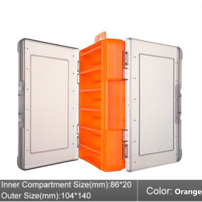 1PCS Large-capacity Fishing Bait Storage Box Double-Layer Fishing Bait Box Portable Multi-grid Fishing Tackle Storage Box: Orange