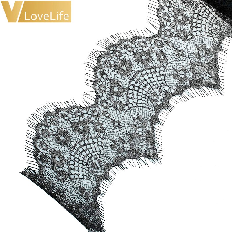 DIY Ribbon 118" Lace Fabric Trim White Black Trim Embroidered For Sewing Decoration African Lace Fabric Beautiful: C-Black