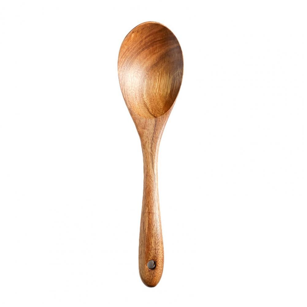 Tenedor Retro de madera reutilizable para ensalada, Sushi, cuchara para Pasta, utensilio de cocina: Spoon