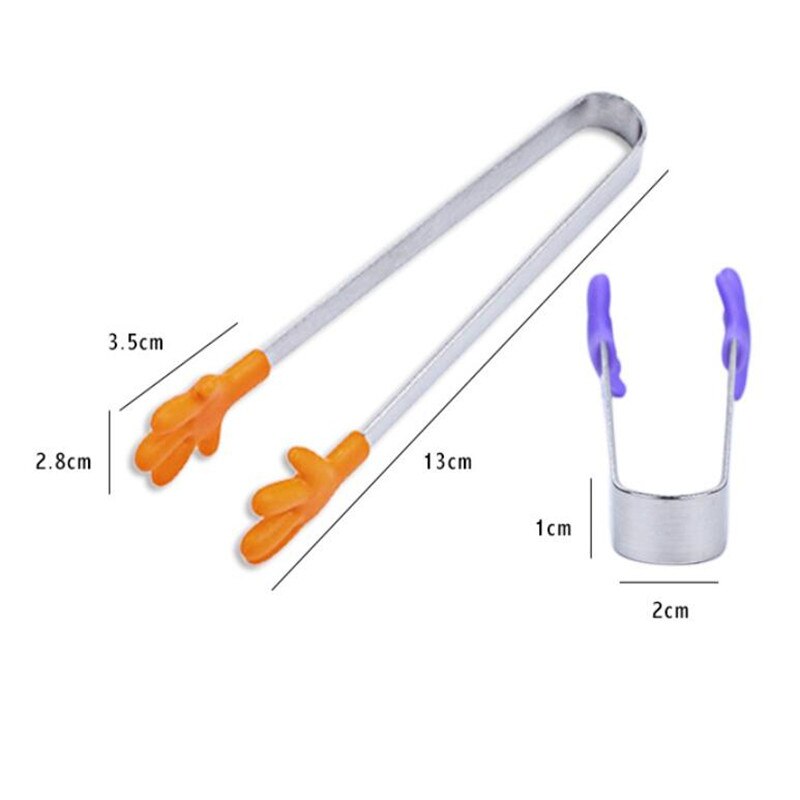 4 Colors Palm Salad Serving BBQ Tongs Stainless Steel Handle Utensil Hand Shape Kitchen Cooking Tools Mini Silicone Food Clip