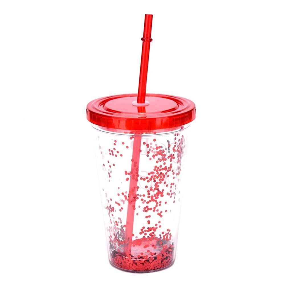 450ml glatte milkshake smoothie drikkevandsflaske bærbar plast sommer iskaffe juice flasker kop (ingen sugerør): Rød