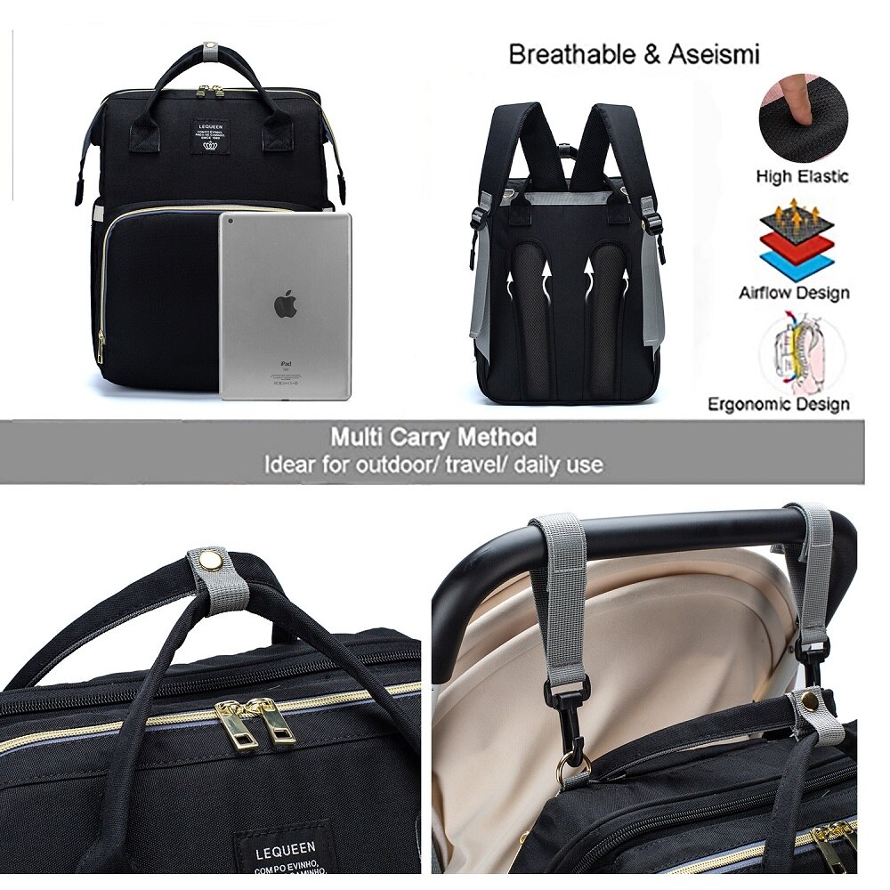 Mode Luiertassen Rugzak Multifunctionele Opvouwbare Baby Bed Wieg Tas Grote Capaciteit Wandelwagen Zak Isolatie Verpleging Druppels