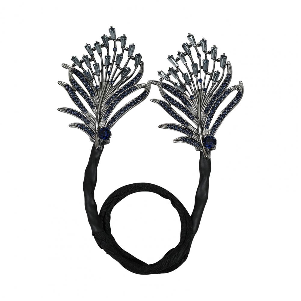 Bun Roller Women's Hair Styling Accessories Set with Flower Fishtail Bun Maker Rhinestone Feather Curler Fast for Long: black