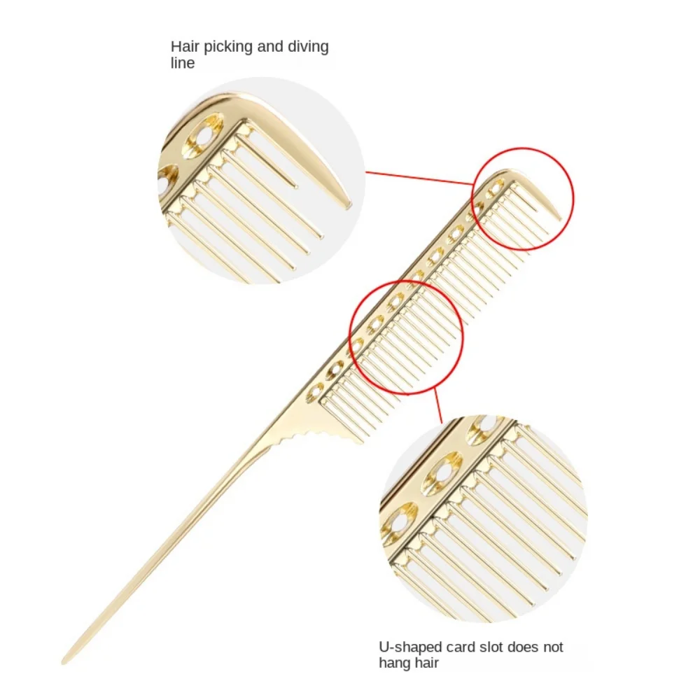 Metall hårkam råttsvans frisörkammar hårklippning färgning hår avskedskam lockigt hår borste barberverktyg salongtillbehör