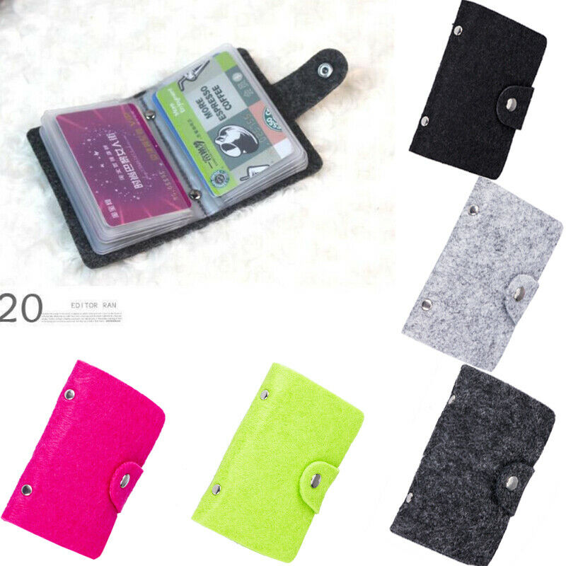 24 Bit Business Card Credit Card Holder Solid Felt Buckle Card Holders Organizer Manager for Women Men