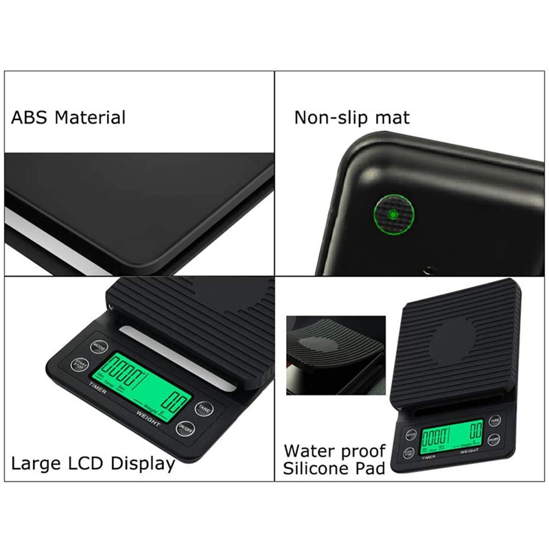 Coffee Scale With Timer, Digital Kitchen Food Scale, 5000G/0.1G Digital Coffee Scale With LCD Backlight Display