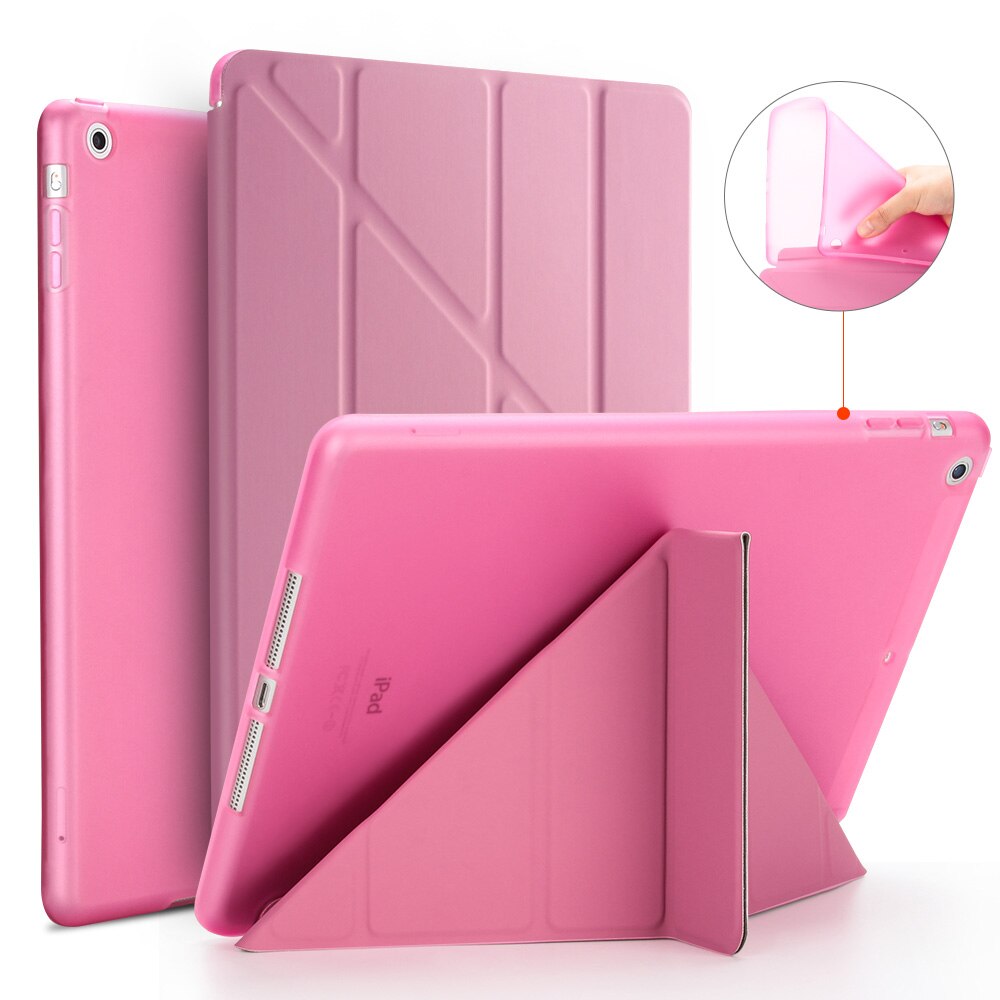 Etui do iPada powietrza, etui z klapką stań etui do iPada 5, PU skóra pełni etui do iPada A1474 A1475 A1476 smart cover dla ipad Air 1 przypadki: Pink