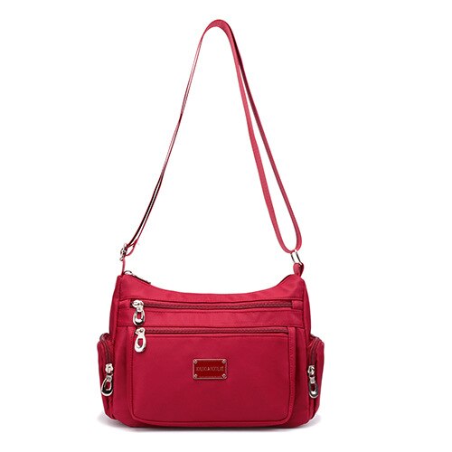 Vrouwen Schoudertas Lady Crossbody Tas Nylon Mode Vrouwen Hobos Messager Zak Aankomst Vrouwelijke Rits Tas zachte: Red