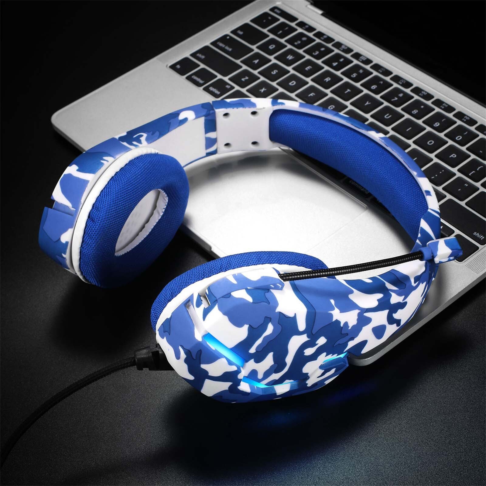 J10 Gaming Headphones with Over-Ear Microphone Gamer Stereo Headphones Deep Bass Gaming Overear Laptop Tablet Gamer