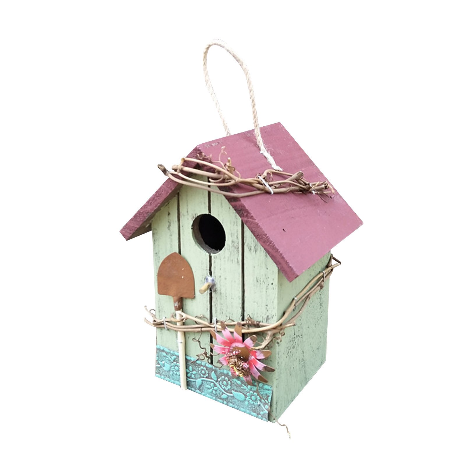 F# Wooden Bird House Nesting Box Hanging Bird Nests Home Garden Decoration Outdoor Nest Bird House Garden Decoration Pet House: D