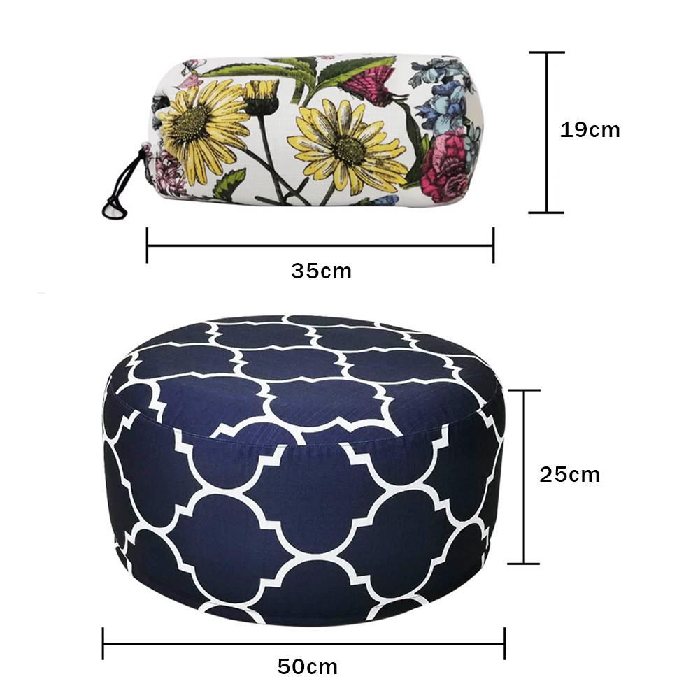 Inflatable Foot Stool Bean Bag Sofas Portable Round Foot Rest Pillow With Seat Cover Inflatable Foot Pad For Travel Home Office