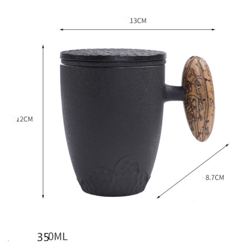 Ceramic coffee mug with lid handle tea making portable cup business office custom kettle