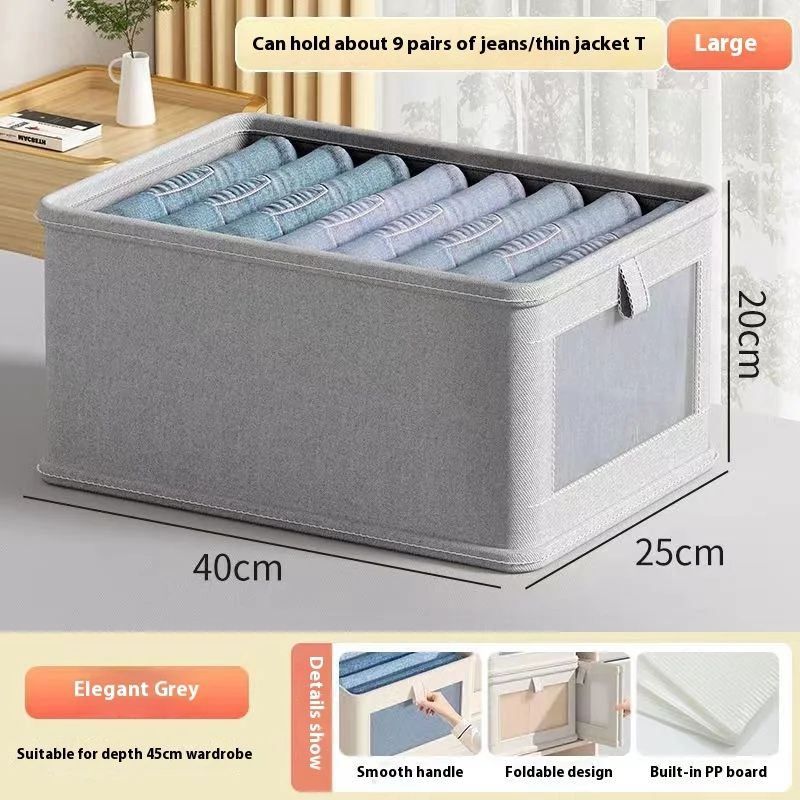 Opvouwbare canvas opbergdoos Kledingorganisator Broeken en truien Locker Huishoudelijke kledingkast Jeans opbergdoos Bespaar ruimte: YELLOW