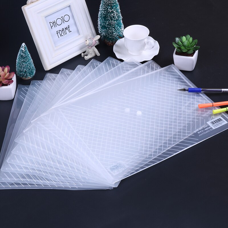 File folder A4 Transparent document bag Rope buckle hasp button classified storage stationery bag Office School 10pcs/lot