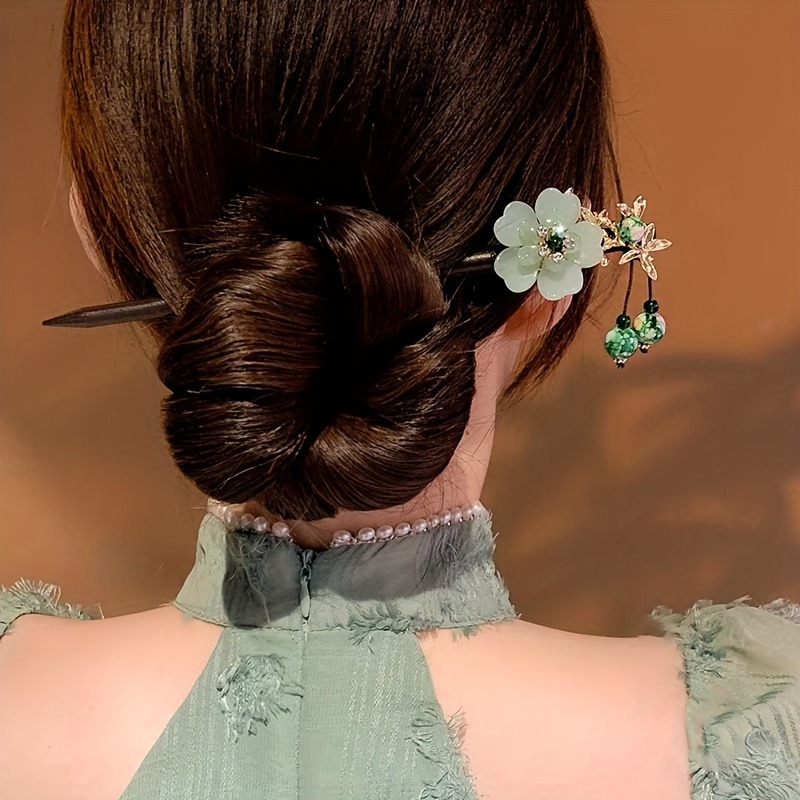 1pc elegante impostato di forcine in legno semplice fascia in tinta unita strumento per avvolgere i capelli accessori per abiti Hanfu accessori per capelli da donna