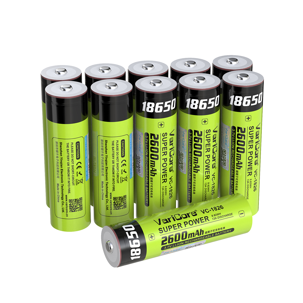 18650 oppladbare batterier 18650 li- ionbatterier 3.7v 2600 mah innebygd batteri i enheten, klasse a-kvalitet varicore-vvv