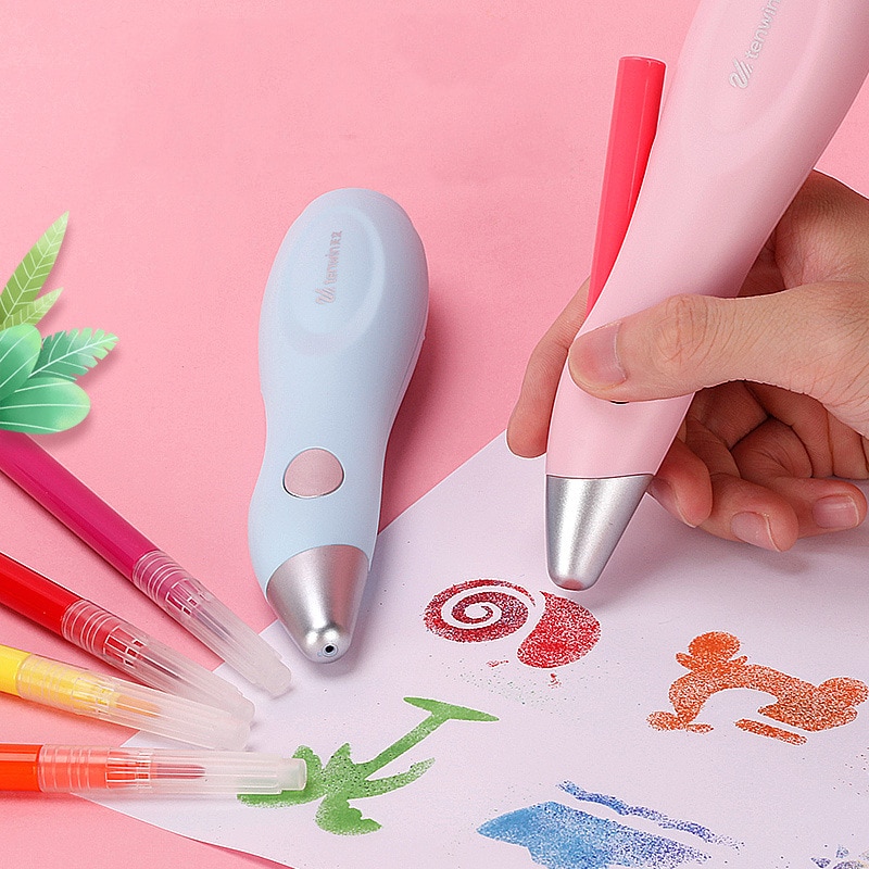 Elektrisk airbrush 12- farve håndmalet farve vaskbart akvarel pen kunst maleri sæt