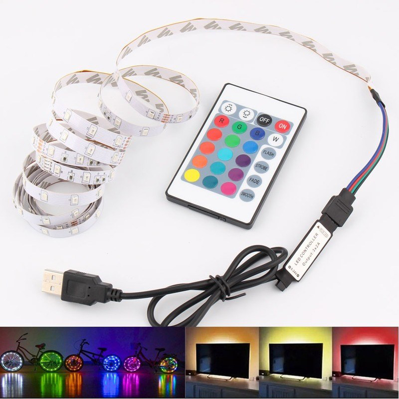 Tira de luces LED RGB de 5V USB 5 V PC TV retroiluminación 2835 0,5 m 1m 2m 3m 4m 5m 5 V voltios tira de luces LED USB cinta de lámpara cinta de diodo