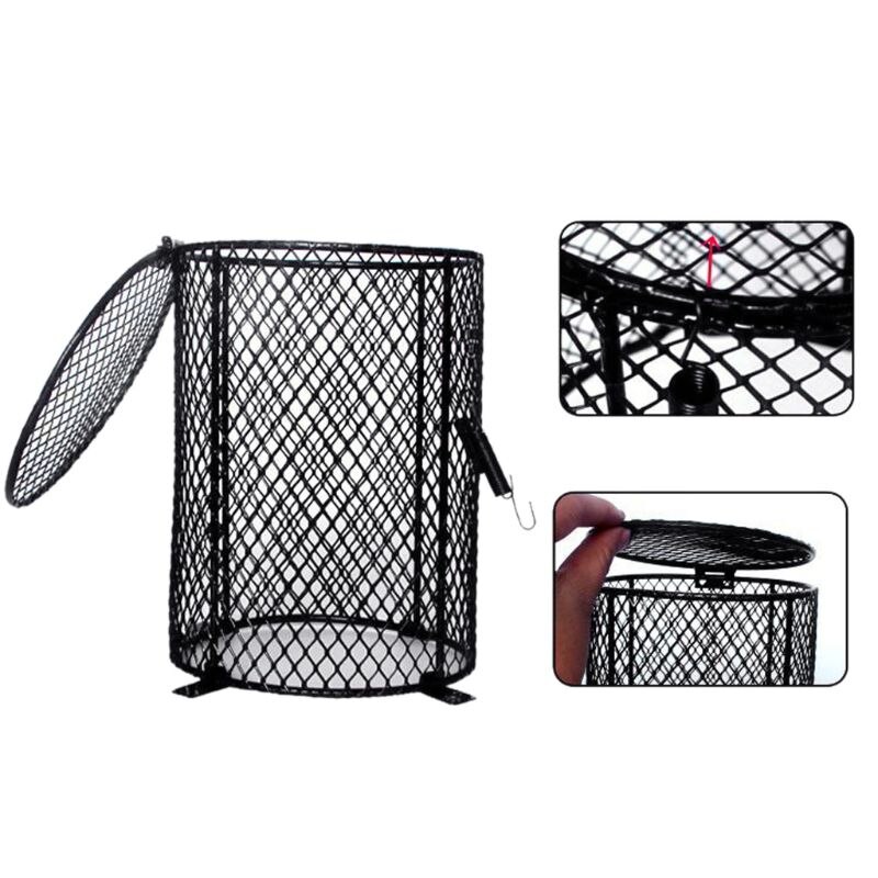 Calentador de reptiles para lámpara de Metal, cubierta protectora de malla metálica para jaula
