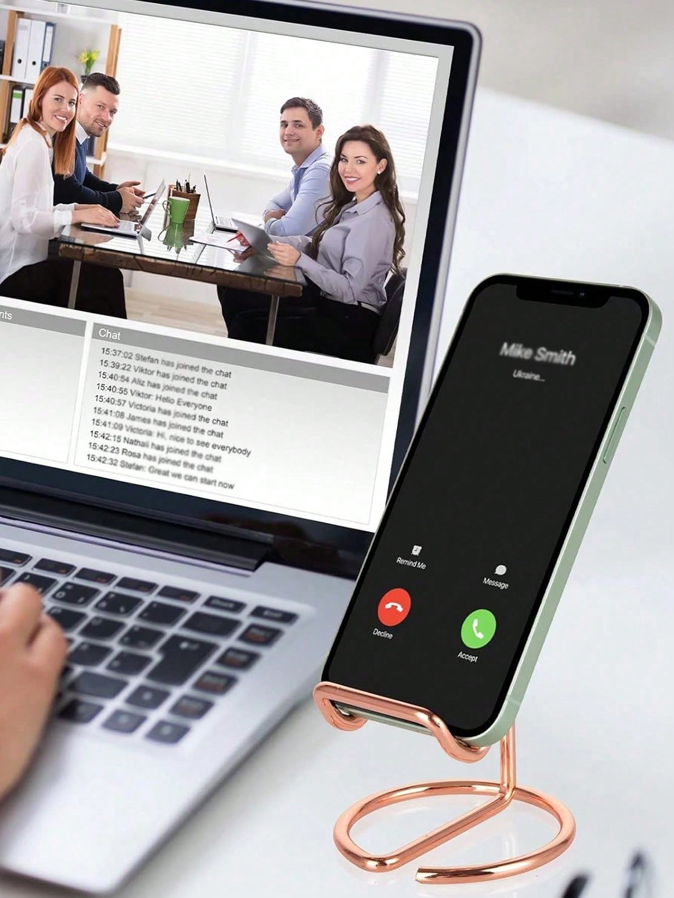 Suporte de telefone de metal com fio de ferro, suporte minimalista de ferro para telefone/tablet, suporte criativo de metal para telefone/tablet, 1 peça