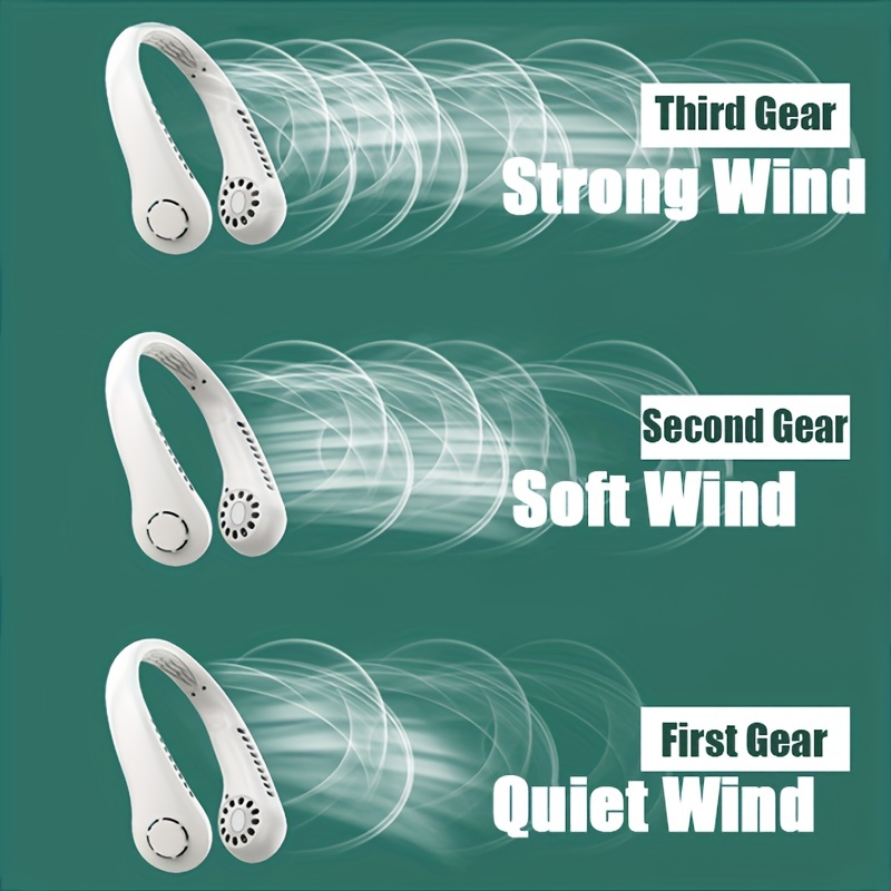 Hangende nekventilator Handige kleine ventilator kan vrij worden aangepast Mini Klein USB-opladen Bladloos Grote wind Hangende nek buitenshuis