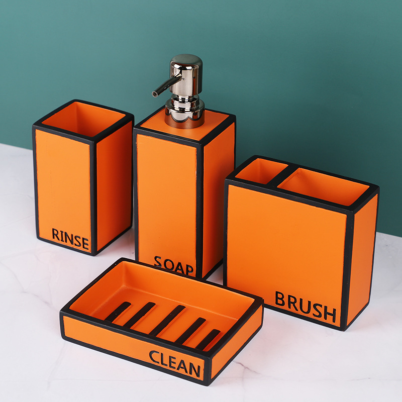 Hars Badkamer Vier Stuk Set Eenvoudige Creatieve Licht Luxe Badkamer Thuis Hotel Essentiële Badkamer Accessoires Set Wc Accessoires