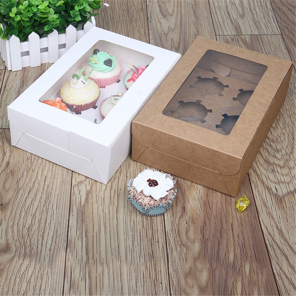 1Pcs Clear Windowed Cupcake Dozen Verwijderbare Lade Voor 1/2/6/12 Mousse Cake Voor Party Kerst Voedsel verpakking Keuken Accessoires