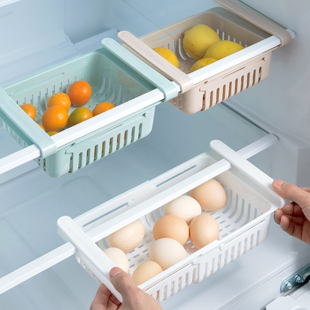 Adjustable Stretchable Refrigerator Organizer Drawer Basket Pull-out Drawers Fresh Spacer Layer Fridge Household Storage Rack