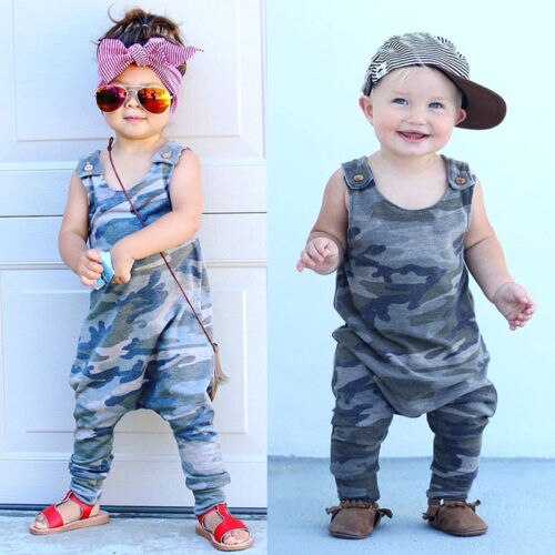 neue Sommer Camo Strampler Jungen Mädchen ärmellos Spielanzugoverall Baumwolle Neugeborenen Outfits Kleidung Heißer