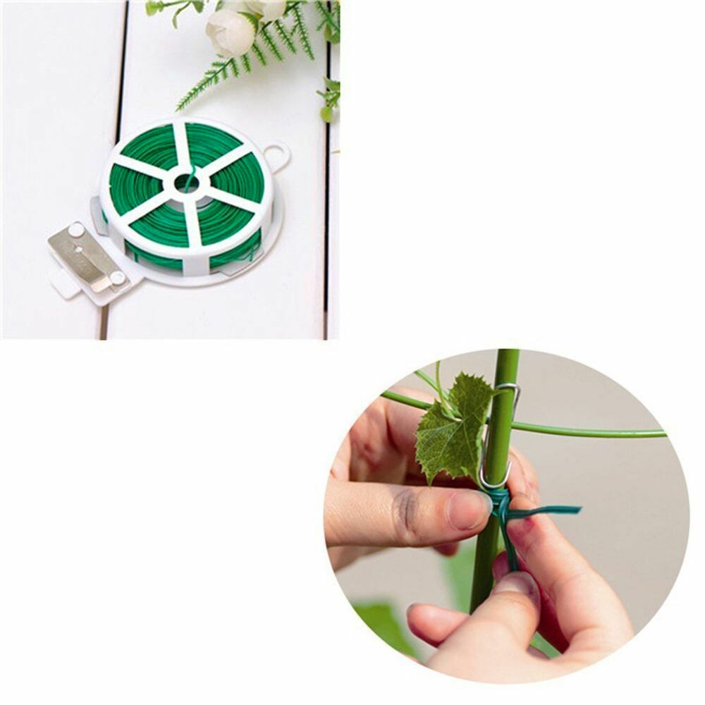 2pcs 50m Garden Twist Tie Garden Wire Green Coated Wire Twist Tie Reel Coated Plant Support Flexible securing plants flowers
