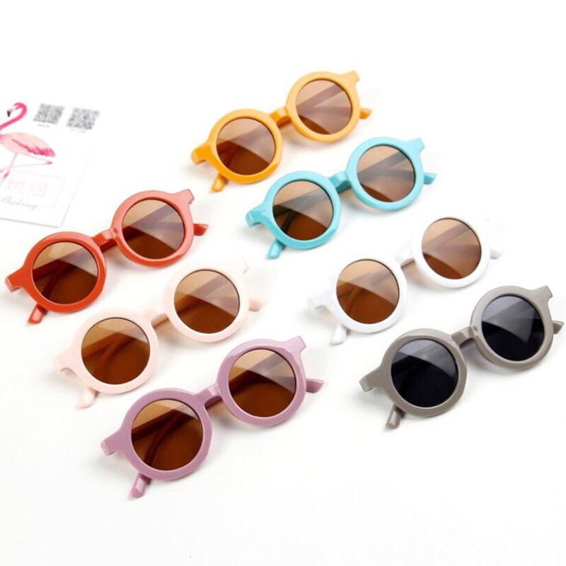 Gafas de sol con forma redonda para niños y niñas, anteojos de sol infantiles bonitos con de dibujos animados, gafas de sol redondas de estilo urbano, gafas de bebé