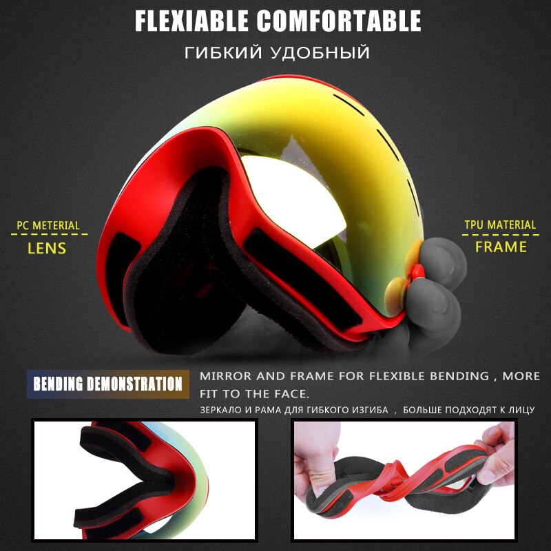 Phmax-óculos de esqui, unissex, máscara de neve, óculos de inverno, ski, com lentes amarelas, anti-neblina, snowboard