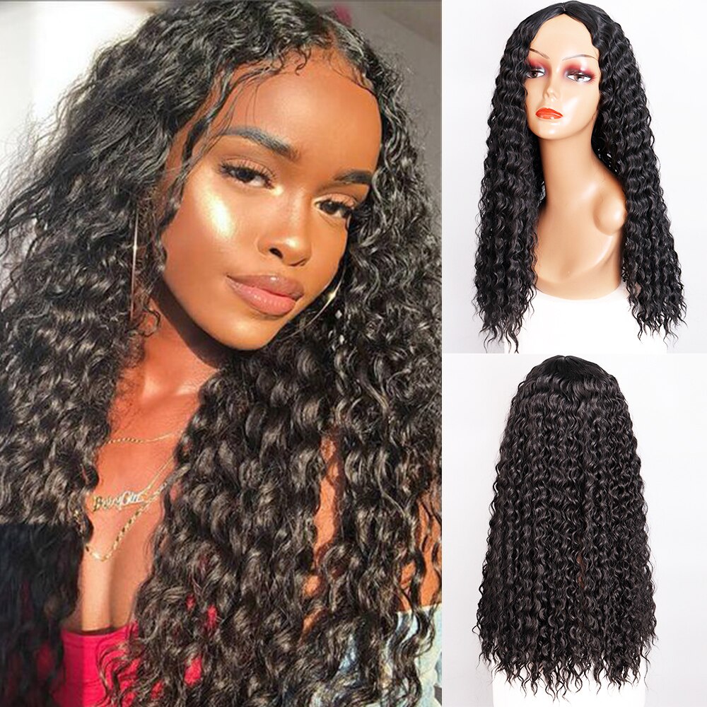 Synthetic Deep Wave Wigs with Head Wraps Short Bob Curly Headband Wigs for Black Women Kinky Curly Head Band Wig Peruca Cosplay: 4/27HL