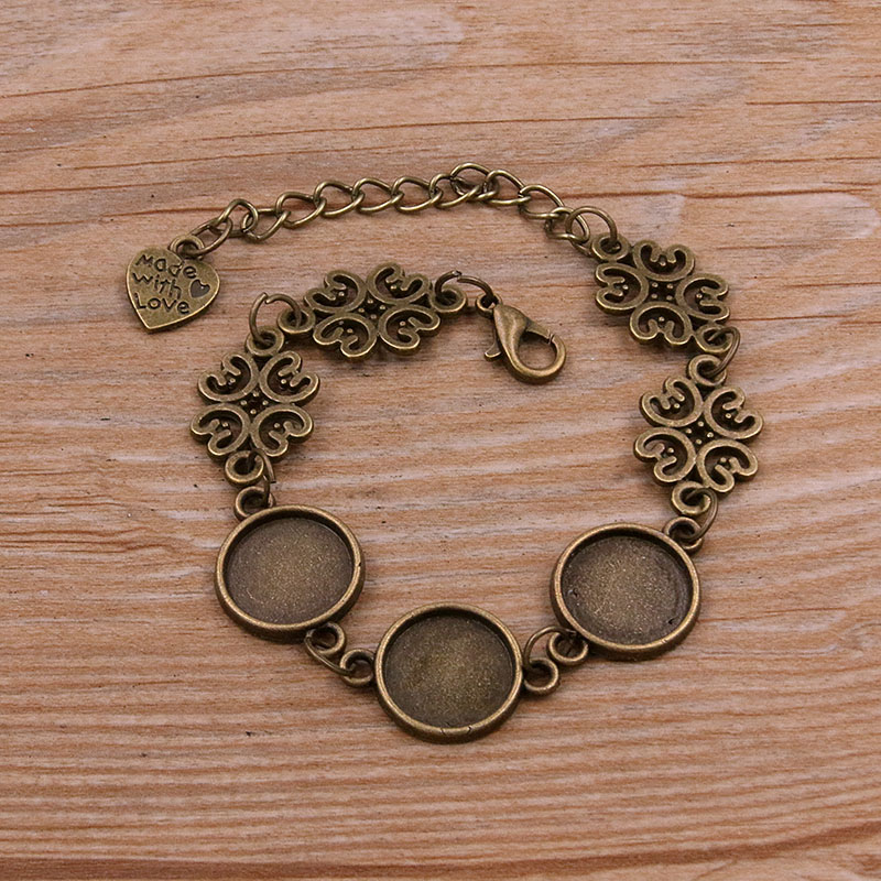 1 Uds., 2 colores, 15 estilos, aleación de Zinc de Metal, pulsera redonda de 12mm, ajuste de cabujón, conector de flor y Luna, accesorios de joyería hechos a mano: Rojo rosado