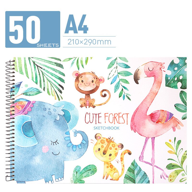 Yisuremia Kawaii 50 Sheets A4 Coil SketchBook Art Drawing Painting Template Graffiti Sketch Books School Office Art Supplies: Elephant