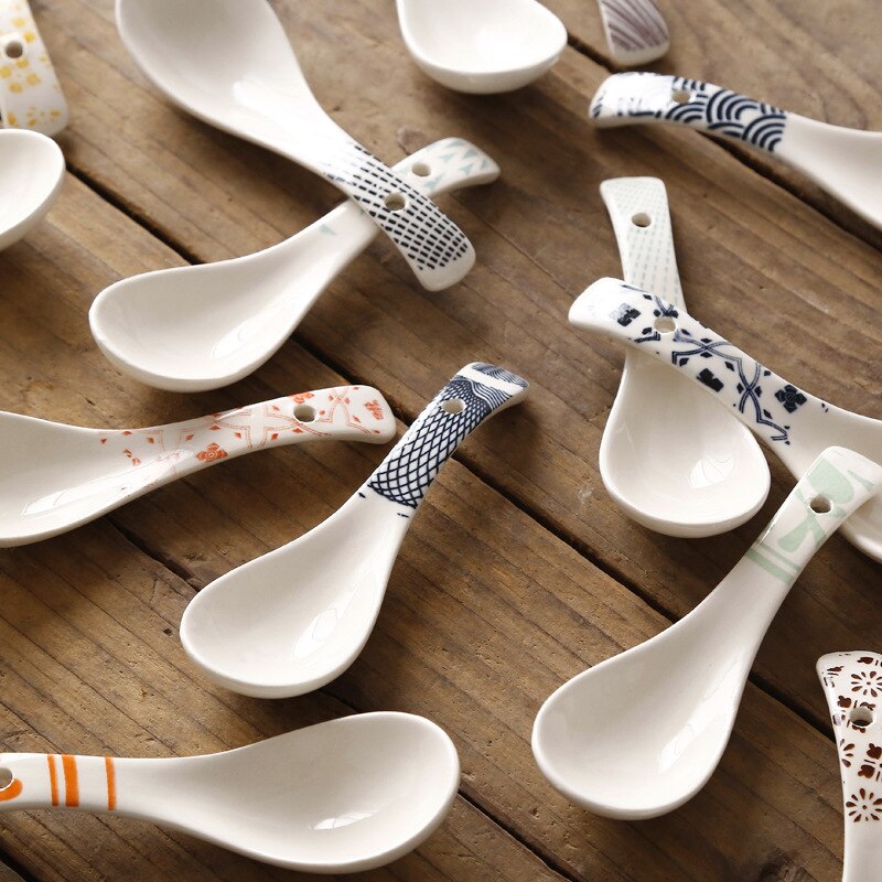 Japanese Style Small Spoon Nordic Minimalist Ceramic Meal Spoon Household Cute Tableware
