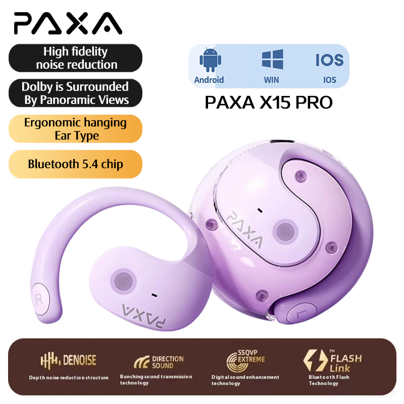 PAXA X15 PRO Draadloze Bluetooth-oortelefoon 5.4 Hi-Fi HD Oproep Stereo Headset IPX5 Sport Game Muziek Hangende oortelefoon Microfoon: Blauw