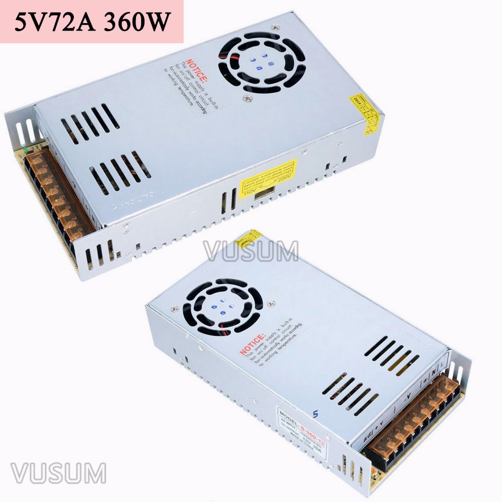 Fonte de alimentação led vusum, transformador de fonte de alimentação 5v 110v ac para dc 5v 2a driver 6a 10a 20a 30a 40a 50a 60a 72a