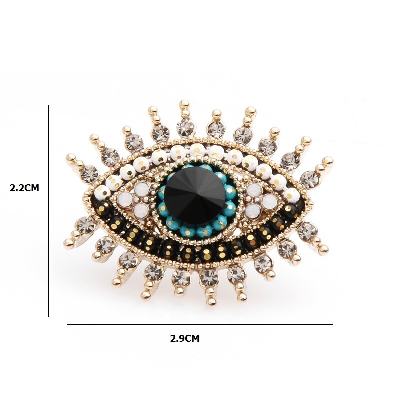 Wuli&baby petites broches œil bleu noir strass pour femmes, alliage, perles simulées, épingles à col