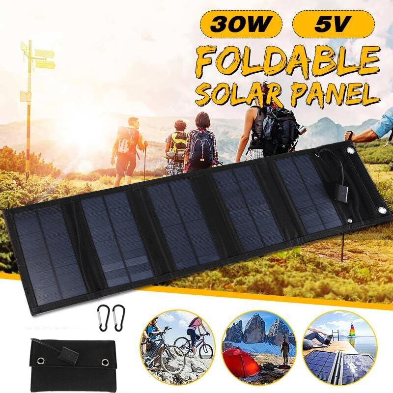 30W Foldable USB Solar Panel Solar Cell Portable Folding Solar Panel Charger Outdoor Mobile Power Battery Charger