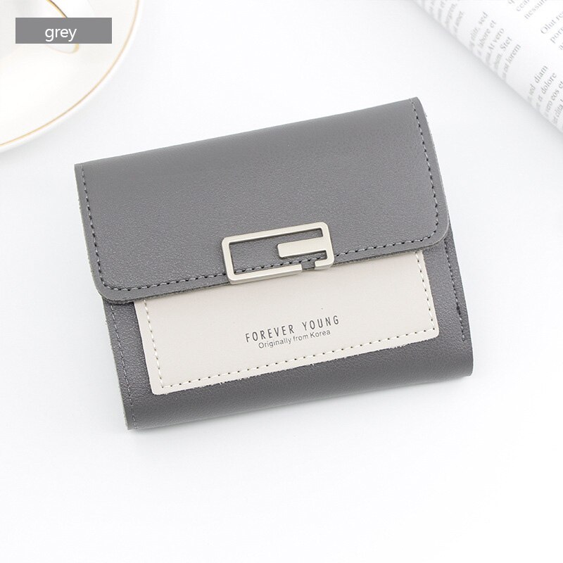 AIREEBAY Mini Portemonnee Vrouwen Mode Portemonnee Vrouwelijke Korte Kleine Portefeuilles Koreaanse Stijl Studenten Mooie Roze Portemonnee Vrouwelijke Portemonnee: A7016grey